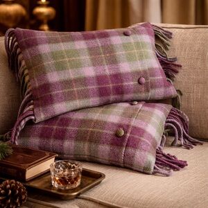 Ralph Lauren Home Whittington Wool‎ Tartan Pillow Set Purple Plaid Pair
